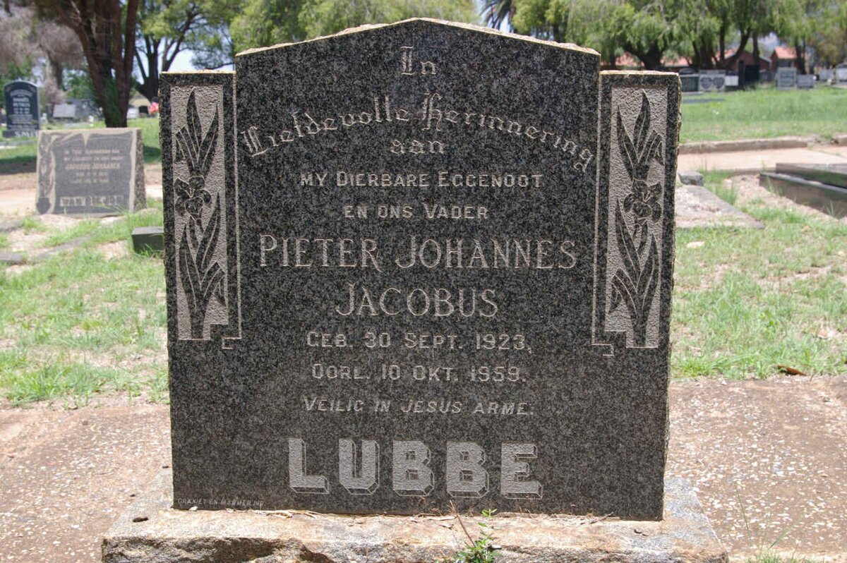 LUBBE Pieter Johannes Jacobus 1923-1959