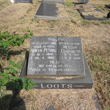 LOOTS Alwyn Petrus 1914-1983 & Hester Elizabeth 1921-2002