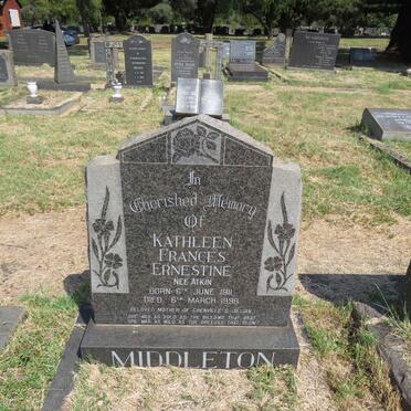 MIDDLETON Kathleen Frances Ernestine nee ATKIN 1911-1998