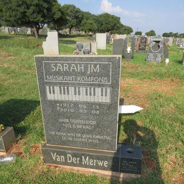 MERWE Sarah J.M., van der 1917-2010
