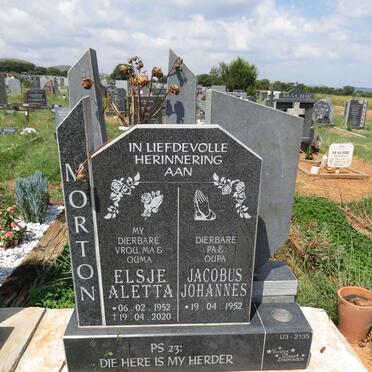 MORTON Jacobus Johannes 1952- & Elsje Aletta 1952-2020