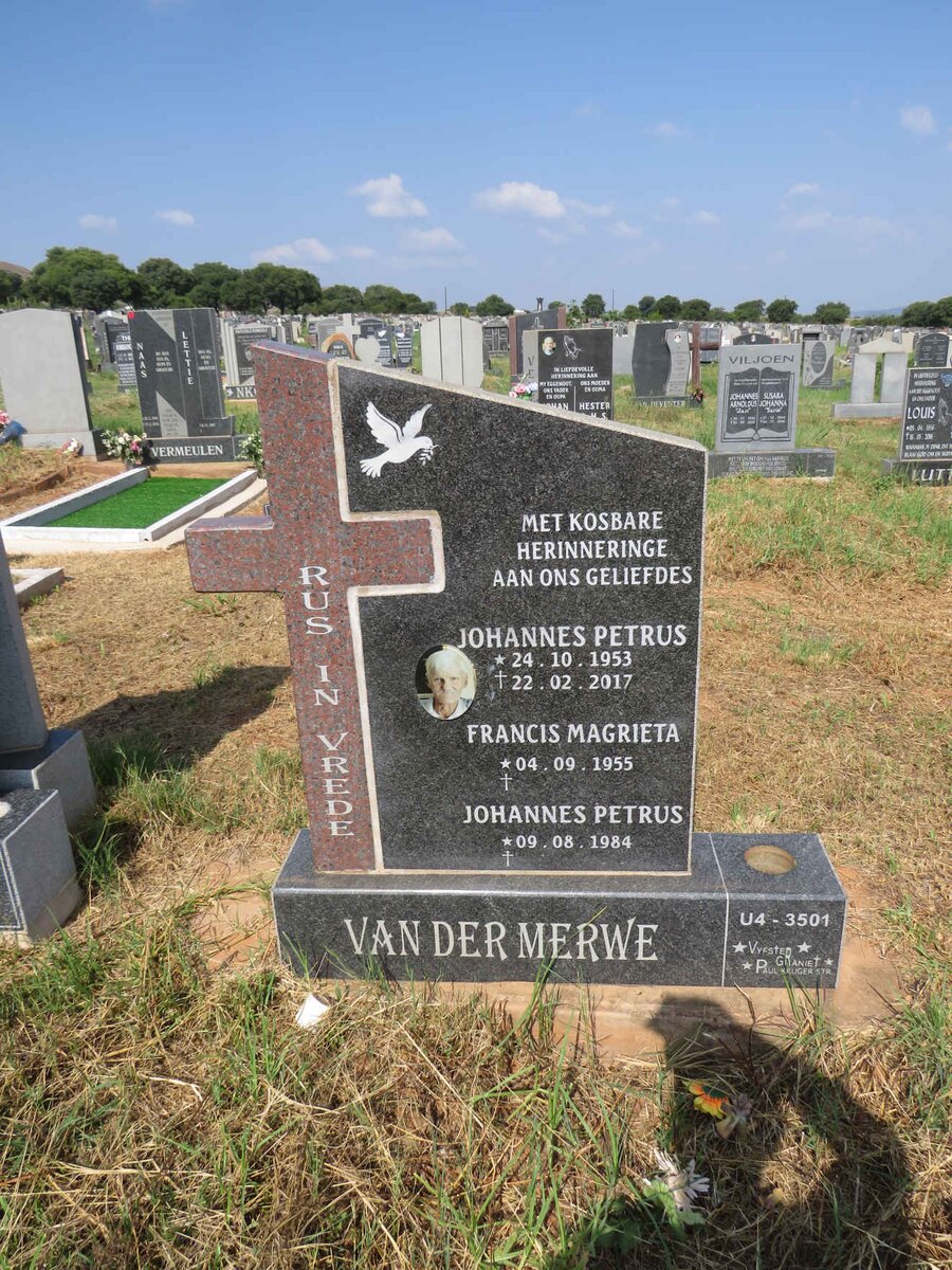 MERWE Johannes Petrus, van der 1953-2017 & Francis Magrieta 1955- :: VAN DER MERWE Johannes Petrus 1984- 
