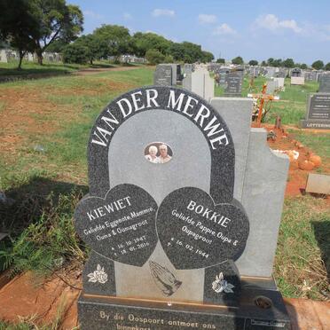 MERWE Bokkie, van der 1944- & Kiewiet 1947-2016