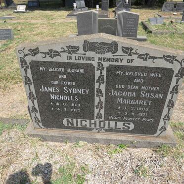 NICHOLLS James Sydney 1903-1973 & Jacoba Susan Margaret 1888-1971