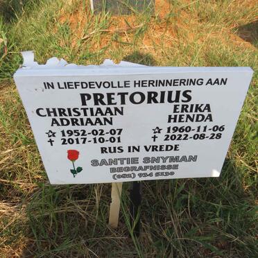 PRETORIUS Christiaan Adriaan 1952-2017 & Erika Henda 1960-2022