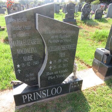 PRINSLOO Gilliam Christoffel 1942-2015 & Maria Elizabeth Magdalena 1943-