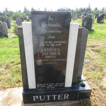 PUTTER Andries Jacobus 1947-2016