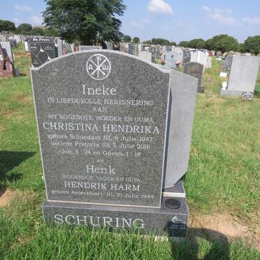 SCHURING Hendrik Harm 1944- & Christina Hendrika SCHIEDAM 1947-2016 