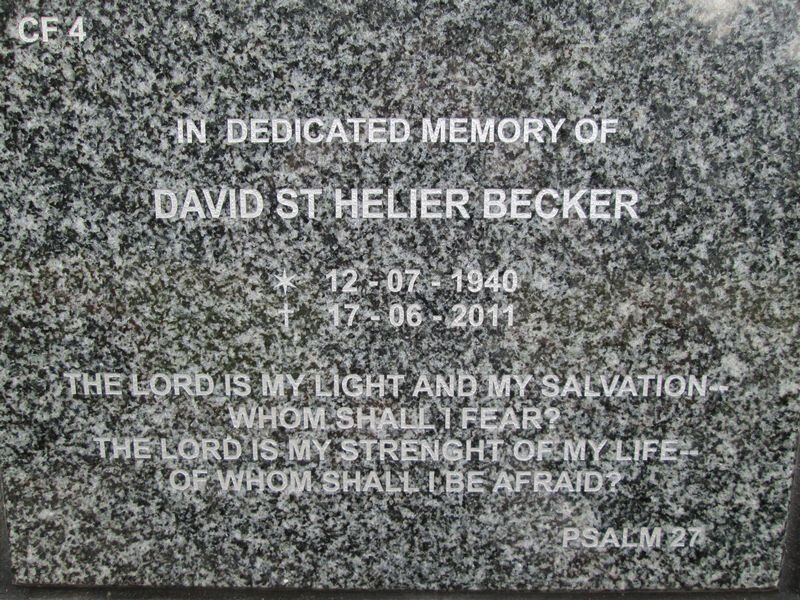 BECKER David St Helier 1940-2011