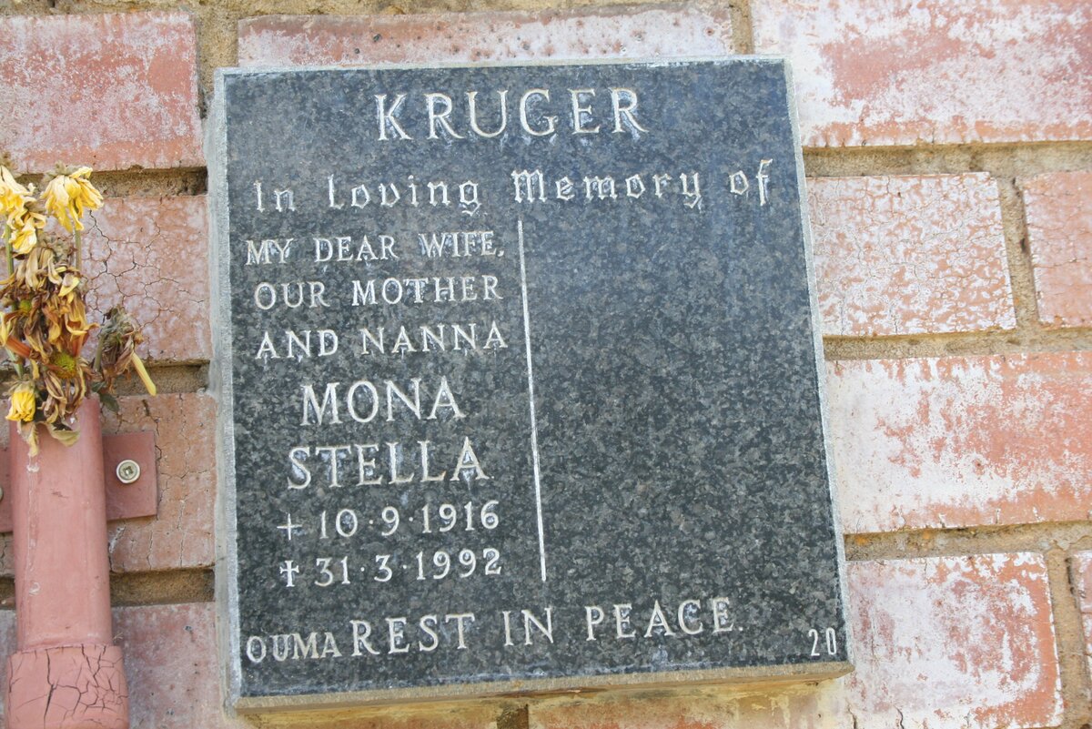 KRUGER Mona Stella 1916-1992