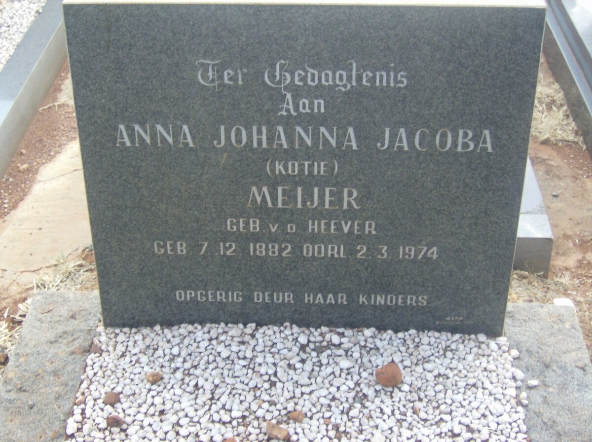 MEIJER Anna Johanna Jacoba nee V.D. HEEVER 1882-1974