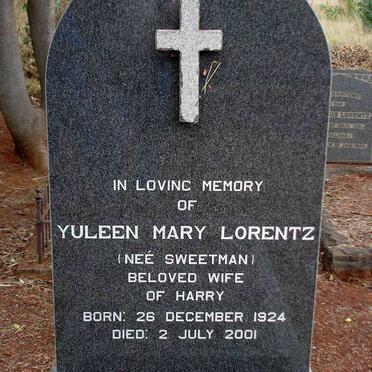LORENTZ Yuleen Mary nee SWEETMAN 1924-2001
