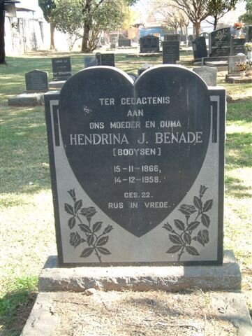 BENADE Hendrina J. geb BOOYSEN 1866-1958