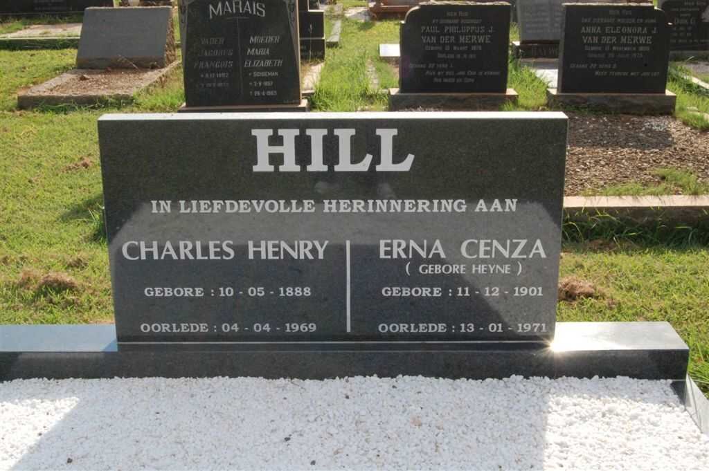 HILL Charles Henry 1888-1969 &amp; Erna Cenza HEYNE 1901-1971