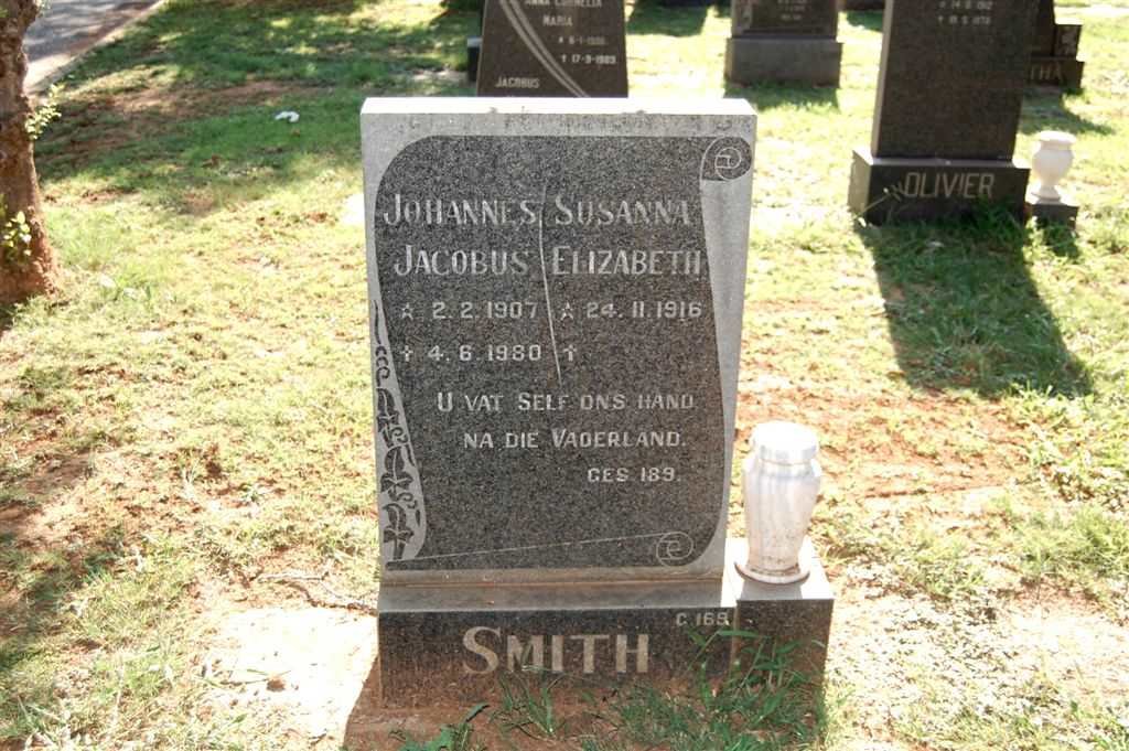 SMITH Johannes Jacobus 1907-1980 &amp; Susanna Elizabeth 1916-