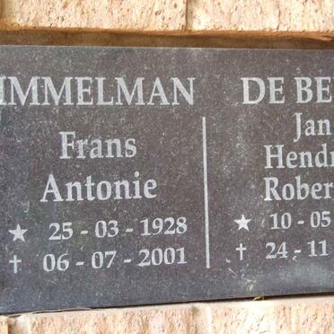 IMMELMAN Frans Antonie 1928-2001 :: DE BEER Jan Hendrik Robertse 1931-2004