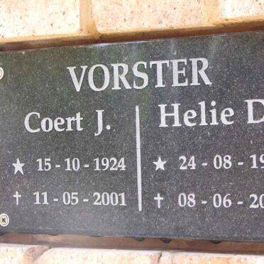 VORSTER Coert J. 1924-2001 &amp; Helie D. 1930-2009