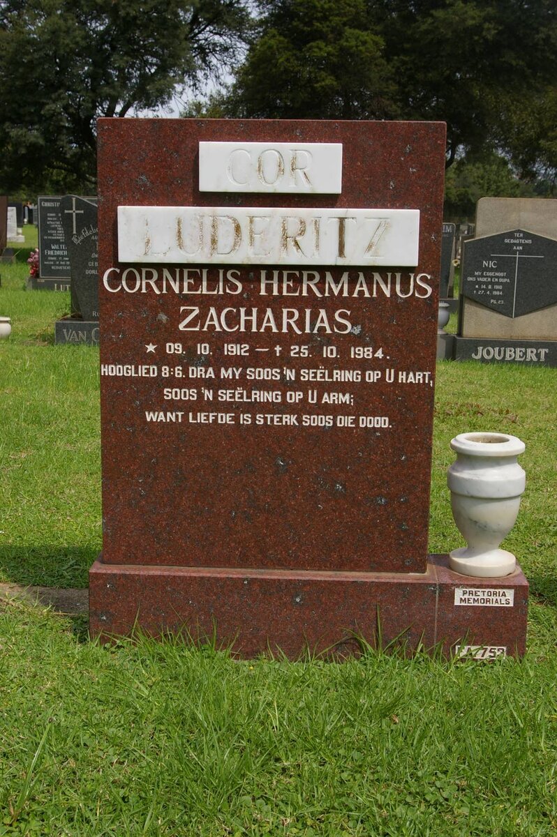 LUDERITZ Cornelius Hermanus Zacharias 1912-1984