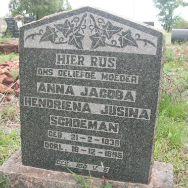 SCHOEMAN Anna Jacoba Hendriena Jusina 1839-1898