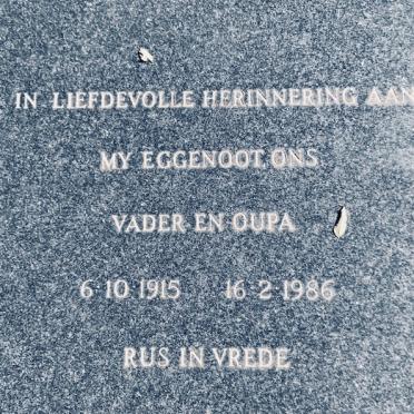 HATTINGH Willie 1915-1986 &amp; Una 1930-