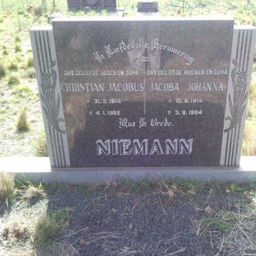 NIEMANN Christian Jacobus 1914-1985 &amp;  Jacoba Johanna 1914-1984