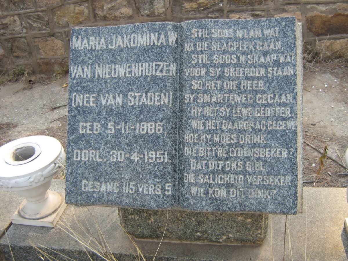 NIEUWENHUIZEN Maria Jakomina W., van nee VAN STADEN 1886-1951