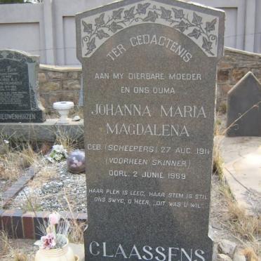 CLAASSENS Johanna Maria Magdalena voorheen SKINNER nee SCHEEPERS 1911-1969