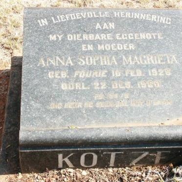KOTZE Anna Sophia Magrieta nee FOURIE 1929-1960