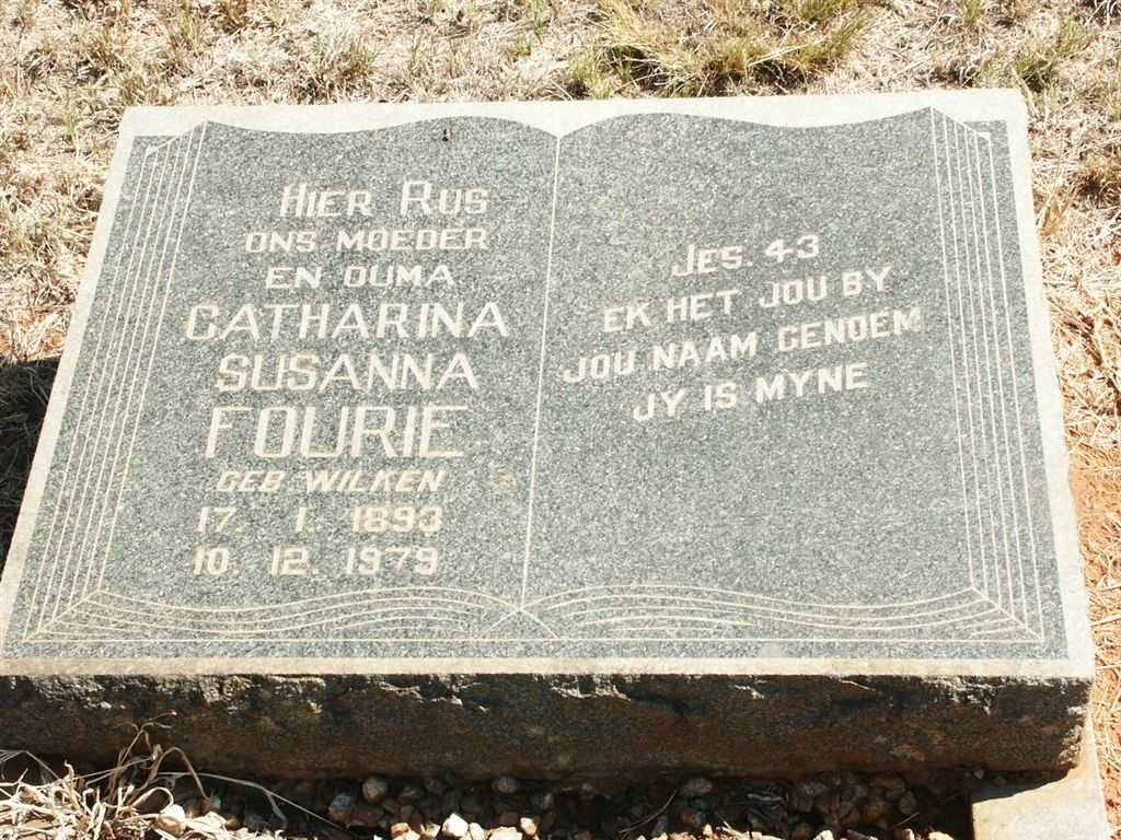 FOURIE Catharina Susanna nee WILKEN 1893-1979