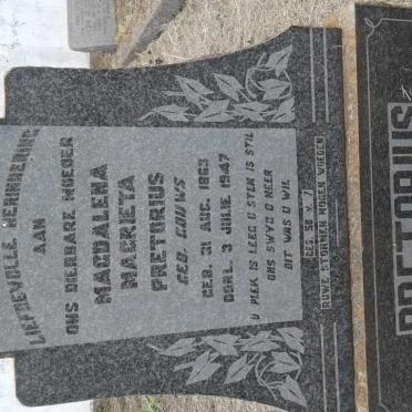 PRETORIUS Magdalena Magrieta nee GOUWS 1863-1947