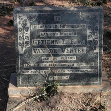 VENTER Geziena L.F.W., van de nee DU PLESSIS 1876-1934