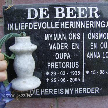 BEER Pretorius, de 1935-2005 &amp; Anna Louisa 1935-