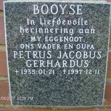 BOOYSE Petrus Jacobus Gerhardus 1935-1997
