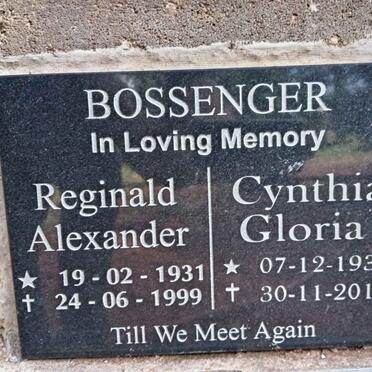 BOSSENGER Reginald Alexander 1931-1999 & Cynthia Gloria 1931-2010