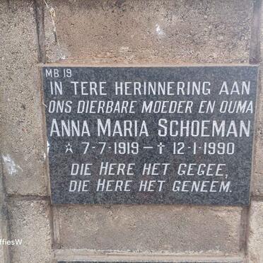 SCHOEMAN Anna Maria 1919-1990