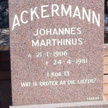 ACKERMANN Johannes Marthinus 1906-1981