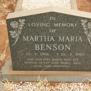 BENSON Martha Maria 1906-1980
