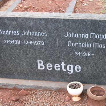 BEETGE Andries Johannes 1911-1973 &amp; Johanna Magdalena Cornelia MOSTERT 1918-