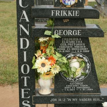 CANDIOTES George 1924-2004 &amp; Frederika Elizabeth PRETORIUS 1921-2000