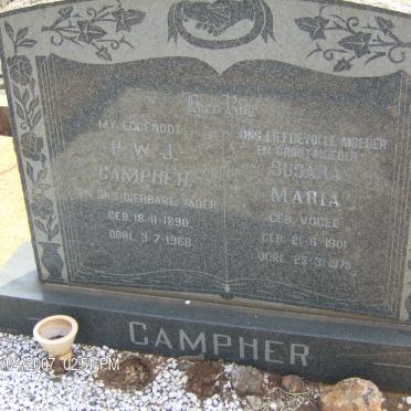CAMPHER P.W.J. 1890-1968 &amp; Susara Maria VOGEL 1901-1975