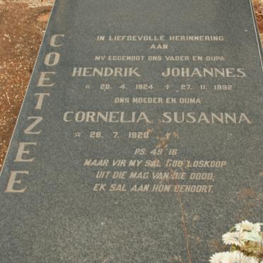 COETZEE Hendrik Johannes 1924-1992 &amp; Cornelia Susanna 1928-
