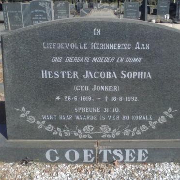 COETSEE Hester Jacoba Sophia nee JONKER 1919-1992