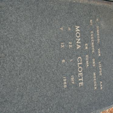 CLOETE Mona 1917-1980