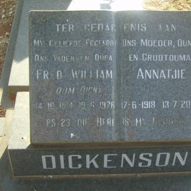 DICKENSON Fred William 1914-1976 &amp; Annatjie 1918-2000