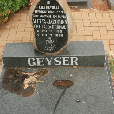 GEYSER Aletta Jacomina nee CRONJE 1921-1996