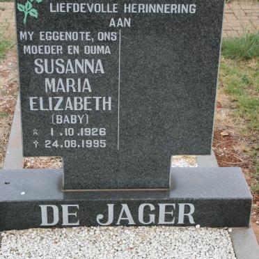 JAGER Susanna Maria Elizabeth, de 1926-1995