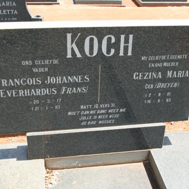 KOCH Francois Johannes Everhardus 1917-1993 &amp; Gezina Maria DREYER 1921-1983