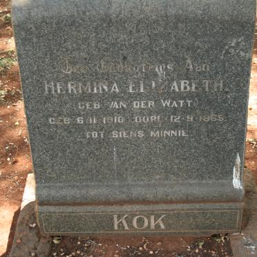 KOK Hermina Elizabeth nee VAN DER WATT 1910-1965