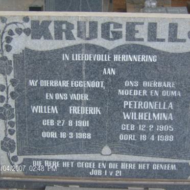 KRUGELL Willem Frederik 1901-1968 &amp; Petronella Wilhelmina 1905-1988