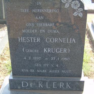 KLERK Hester Cornelia, de nee KRUGER 1897-1980